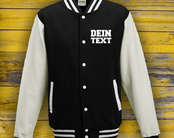 Varsity Jacket College Jacke mit Wunschdruck auf der Vorderseite Trainings Jacke Sport Verein