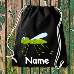 Gym bag children&#39;s motif grasshopper with desired name animals nature meadows forest bag bag daycare daycare school enrollment sports bag laundry