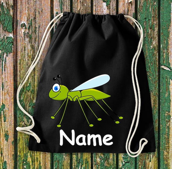 Gym Bag Children Motif Grasshopper with Desired Name Animals Nature Meadows Forest Bag Bag Kita Hort Enrollment Sports Bag Laundry