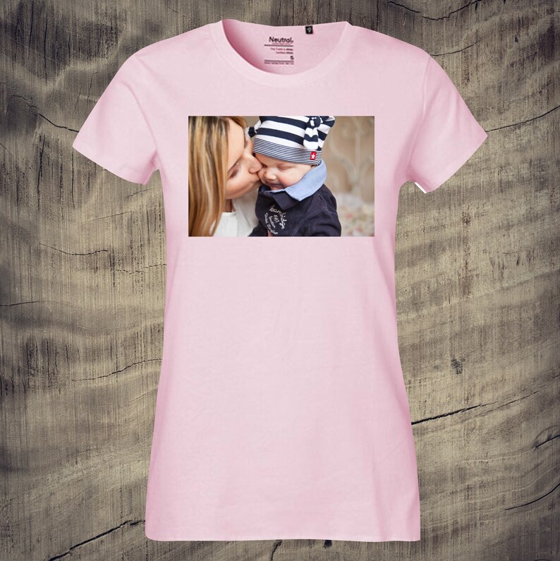 Lady Frauen T-Shirt mit Foto bedruckt schöne Geschenkidee Unisex Foto Pic Bild Erinnerung Light-Pink