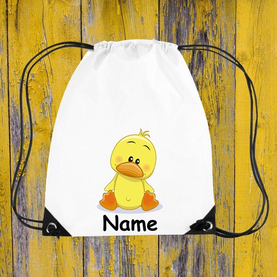 Children's Gym Bag Motif Duck + Desired Name