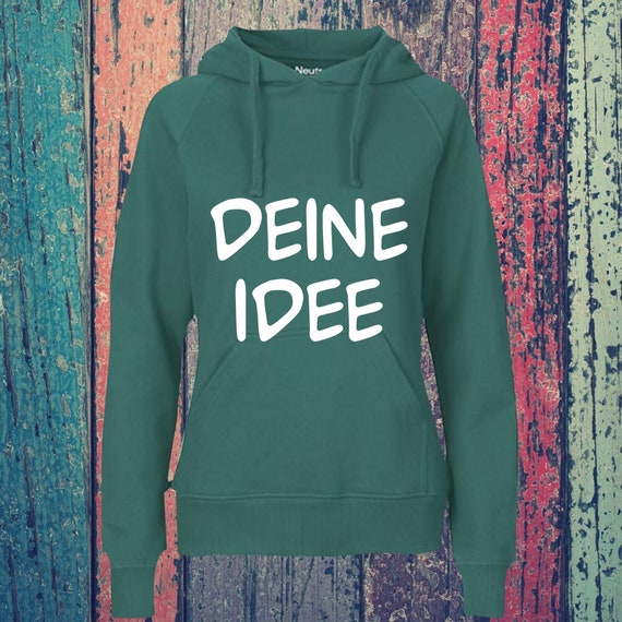 Lady hooded sweatshirt with text, desired print on the front, training sweatshirt, sports club hoodie