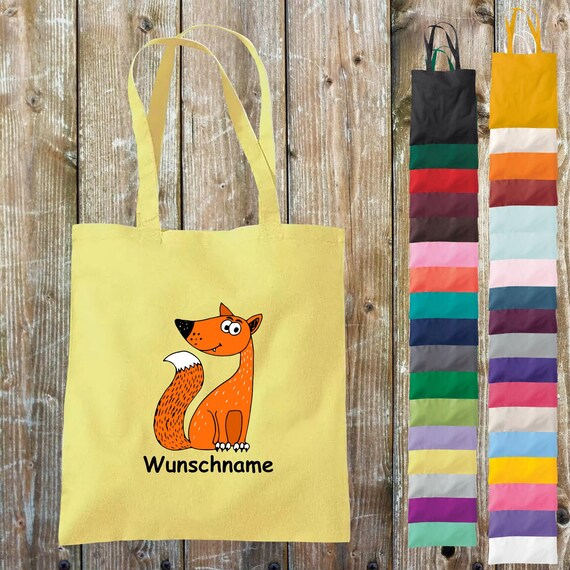 Stoffbeutel Wunschtext "Tiermotive Fuchs Wunschname Wunschtext Tiere Natur Wildnis" Baumwolle Jute Sportbeutel Tasche Beutel Geschenk