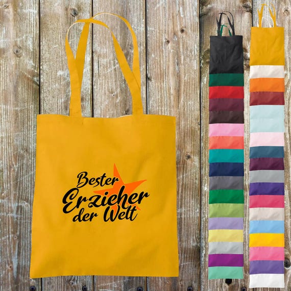 Stoffbeutel Jute Baumwolle Tasche bester Erzieher der Welt Geschenk an Erzieher