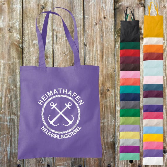 Stoffbeutel "Heimathafen Neuharlingersiel Liebe Urlaub zuhaus" Baumwolle Jute Sportbeutel Tasche Beutel Geschenk
