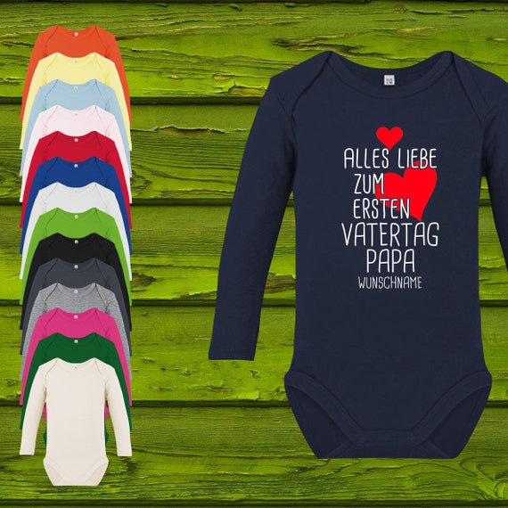 Baby Body Long Sleeve Baby Body Happy First Father's Day Dad with desired name text