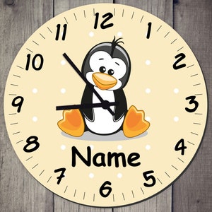 Children&#39;s room clock wall clock pastel tones with cute animals and desired name learn gift clock