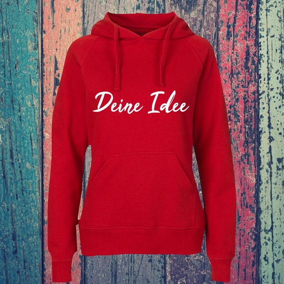 Lady hooded sweatshirt with text, desired print on the front, training sweatshirt, sports club hoodie