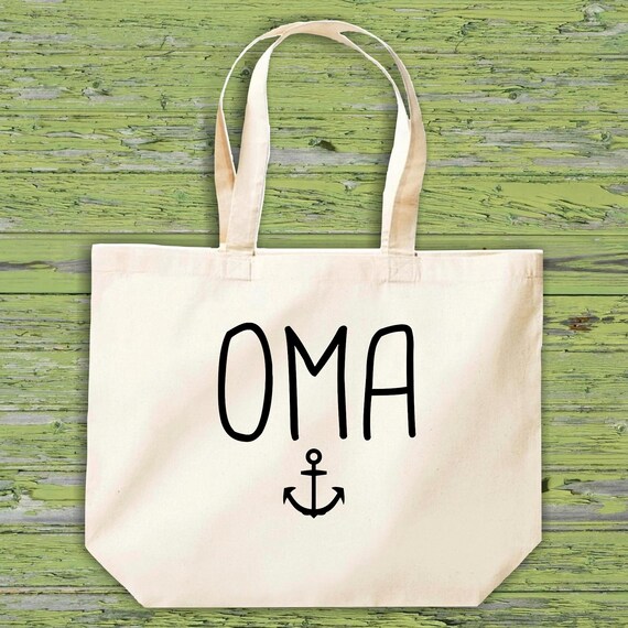 shirtinstyle Stoffbeutel "Familie Oma Anker" Jute Baumwolle Tasche Einkaufen Beutel Geschenkidee