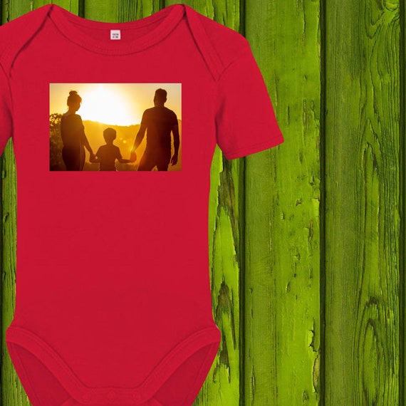 Baby bodysuit with photo of your picture printed Pic baby bodysuit gift