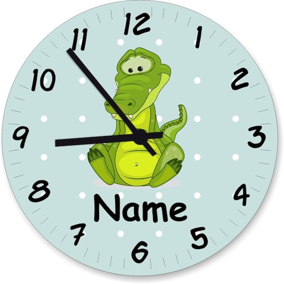 Kinderzimmer Uhr Wanduhr Pastelltöne mit süßen Tieren und Wunschnamen Geschenk Uhr lernen 20cm