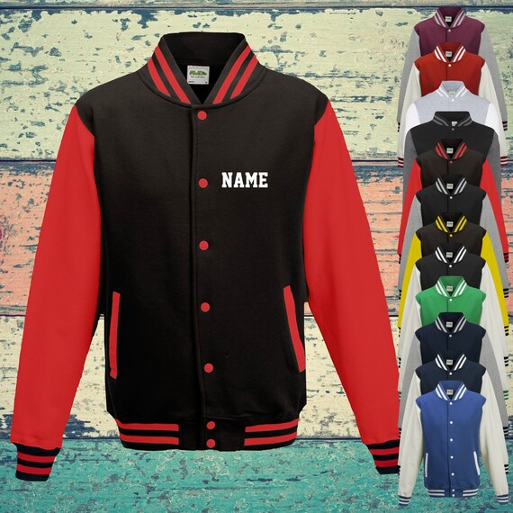 College Jacke mit Wunschdruck auf der Vorderseite Name Trainings Jacke Sport Verein Varsity Jacket