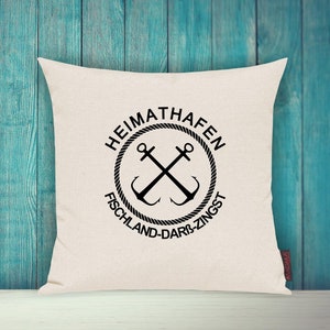 Cushion Cover Sofa Cushion &quot;Heimathafen Fischland-Darß-Zingst Urlaub Familie&quot; Sofa Cushion Decoration Couch Cuddly Cushion
