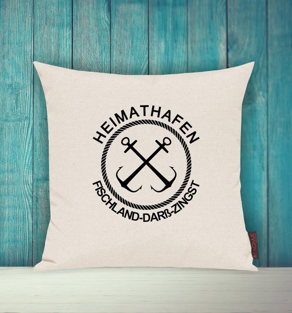 Cushion Cover Sofa Cushion "Heimathafen Fischland-Darß-Zingst Urlaub Familie" Sofa Cushion Decoration Couch Cuddly Cushion