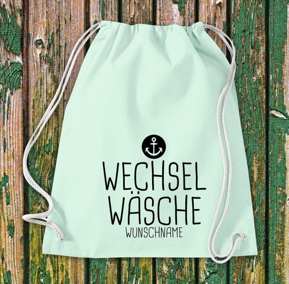 Gym bag sports bag change of clothes anchor with desired text daycare after-school school cotton gym sack bag