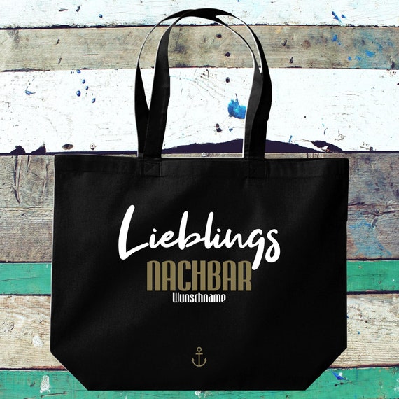 Stoffbeutel "Lieblingsmensch Lieblings Nachbar" mit Wunschname Jute Baumwolle Tasche Einkaufen Beutel Geschenkidee