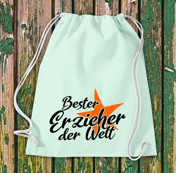 Turnbeutel bester Erzieher der Welt Geschenk an Erzieher Baumwolle