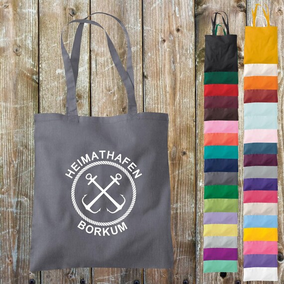 shirtinstyle fabric bag home port "Borkum" love holiday at home jute cotton bag shopping bag gift idea