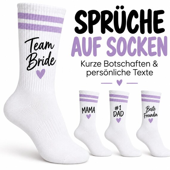 Personalized socks with custom text – tennis socks with name or saying – individual gift – sizes 27–46