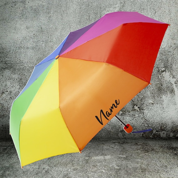 Pocket umbrella umbrella with desired name rainbow name text umbrella children