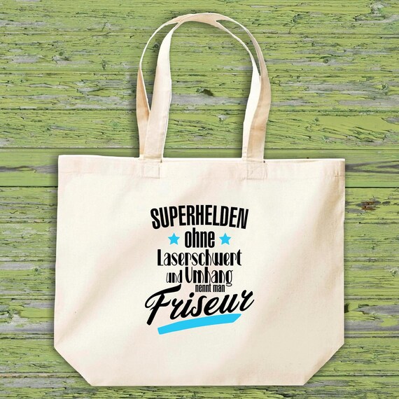 shirtinstyle fabric bag "Superheroes without lightsabers are called hairdressers" jute cotton bag shopping bag gift idea