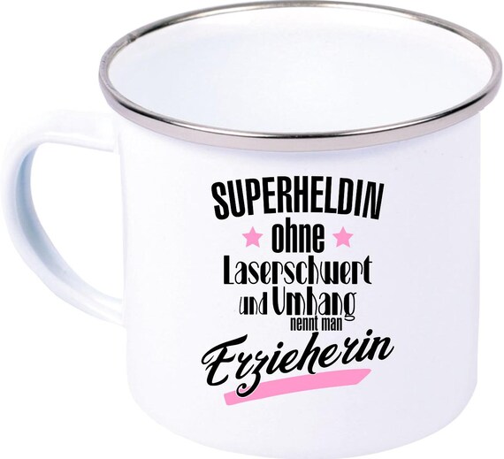 Enamel mug "Superhero without lightsaber and cape is called a kindergarten teacher" Cup Coffee mug Retro