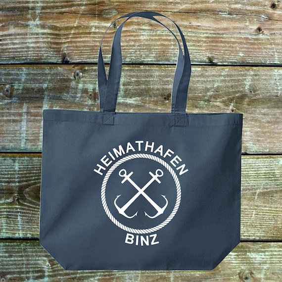 shirtinstyle Stoffbeutel "Heimathafen" Fehmarn Darß Waren Sylt Müritz Amrum Föhr Juist Husum Poel Borkum.... Baumwolle Beutel Geschenkidee