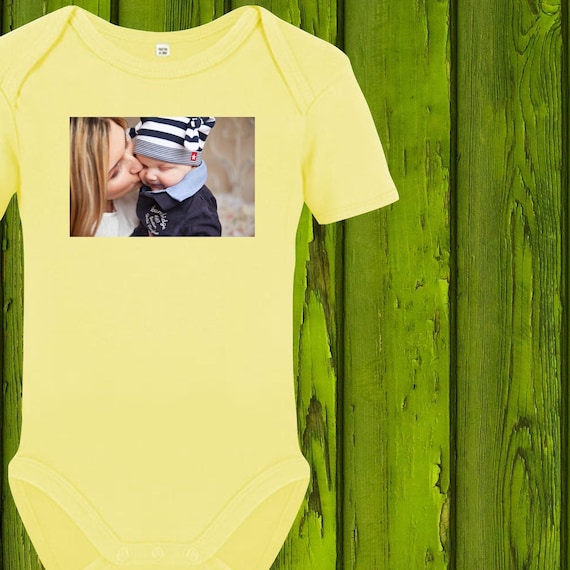 Baby bodysuit with photo of your picture printed Pic baby bodysuit gift