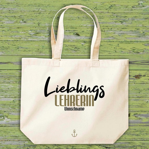Fabric Bag "Favorite Person Favorite Teacher" with Desired Name Jute Cotton Bag Shopping Bag Gift Idea