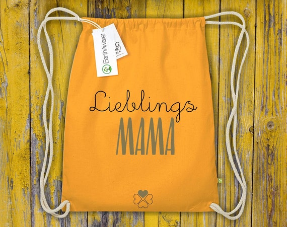 Organic Fairtrade Gymsack "Lieblingsmensch Lieblings Mama" Turnbeutel Tasche Beutel Sporttasche Rucksack