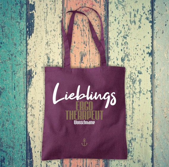 Stoffbeutel "Lieblingsmensch Lieblings Ergo Therapeut mit Wunschname" Baumwolle Jute Sportbeutel Tasche Beutel Familie Liebe Geschenk