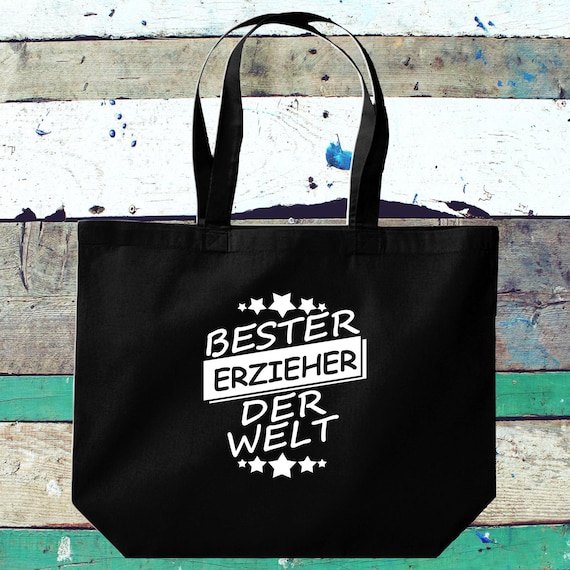 shirtinstyle Stoffbeutel "Bester Erzieher Der Welt" Jute Baumwolle Tasche Einkaufen Beutel Geschenkidee Kita Schule Hort