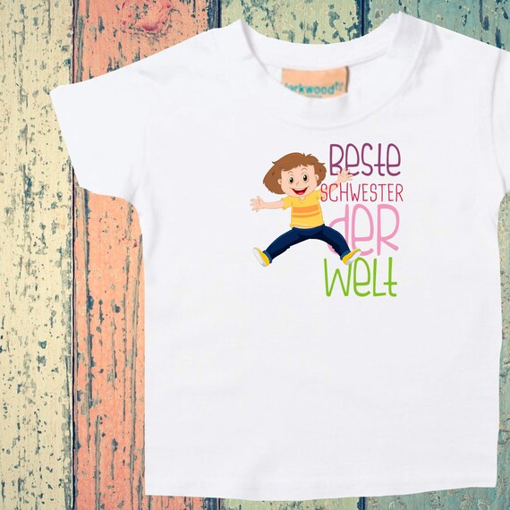 Baby Kinder T-Shirt "Beste Schwester der Welt" Geschenk Geburt Familie Verwandschaft