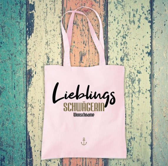 Stoffbeutel "Lieblingsmensch Lieblings Schwägerin" mit Wunschtext  Baumwolle Jute Sportbeutel Tasche Beutel Familie Liebe Geschenk