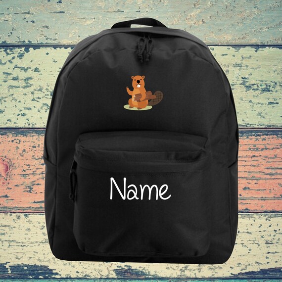 Kinder Rucksack mit Tier Motiv und Name Wunschnamen Wunschtext Kita Freizeit Eule Fuchs Bär Waschbär Stinktier