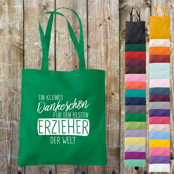 Stoffbeutel Jute Baumwolle Tasche ein kleines Dankeschön für den besten Erzieher der Welt Geschenk an Erzieher