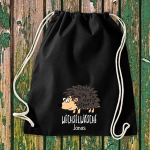 Gym bag sports bag &quot;funny animals hedgehog, change of clothes with desired text daycare after-school school cotton gym sack bag bag school enrollment