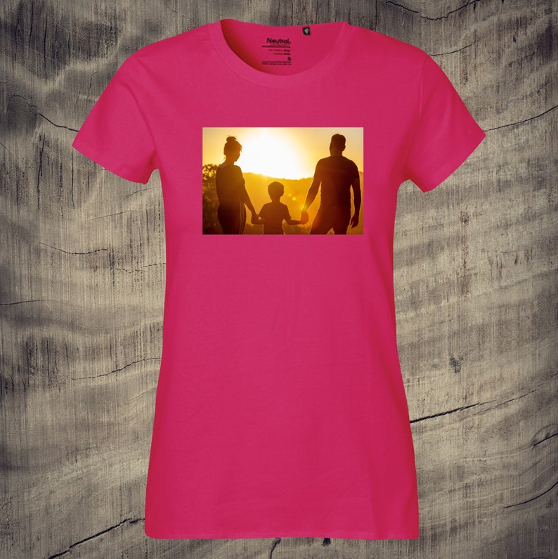 Lady Frauen T-Shirt mit Foto bedruckt schöne Geschenkidee Unisex Foto Pic Bild Erinnerung Pink