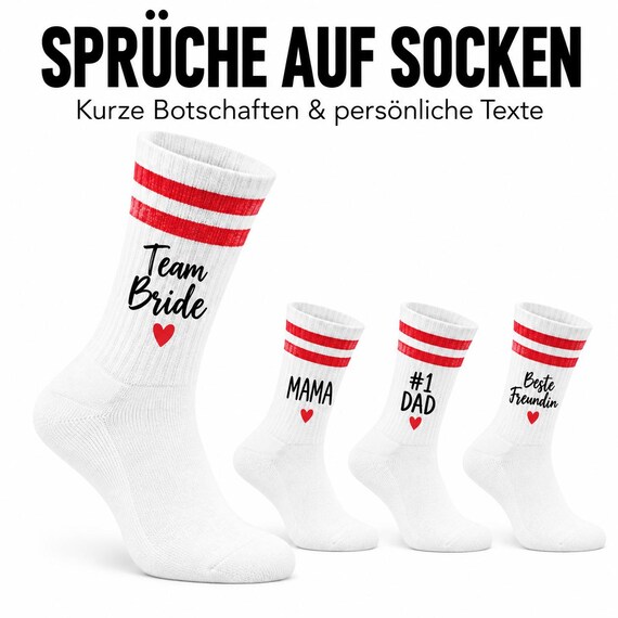 Personalized socks with custom text – tennis socks with name or saying – individual gift – sizes 27–46