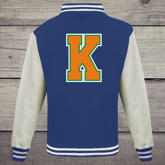 College Jacke mit Wunschdruck auf der Rückseite Buchstabe Trainings Jacke Sport Verein Varsity Jacket