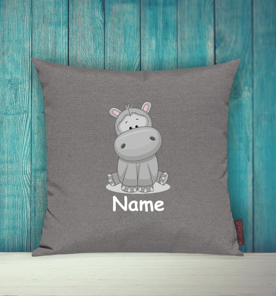 Kissenhülle Sofa Kissen Tiere Animal Nilpferd Wunschname Deko Kinderzimmer Geschenk Tiere Natur Füchse Wald