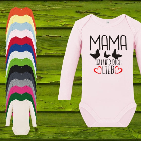 Baby Body Langarm  Babybody Mama ich hab dich Lieb Schmetterlinge Geschenk Longsleeve