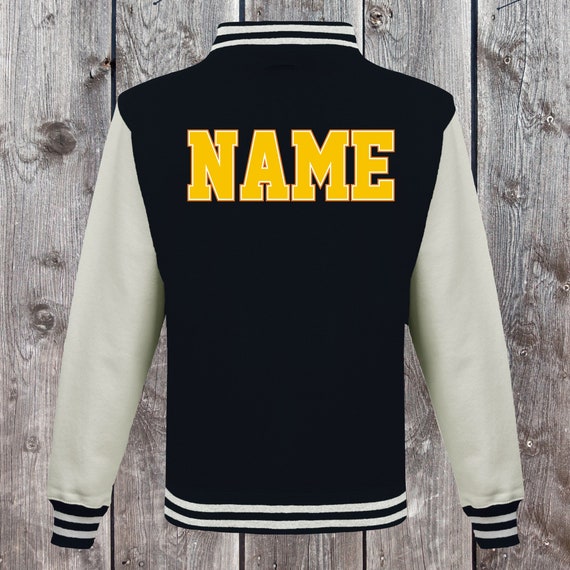 College Jacke mit Wunschdruck auf der Rückseite Name Trainings Jacke Sport Verein Varsity Jacket