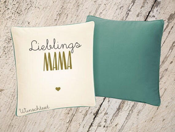 Sofa cushion cover "Favorite Person, Favorite Mom" - Custom text with or without filling - Sofa cushion, decorative couch, family gift