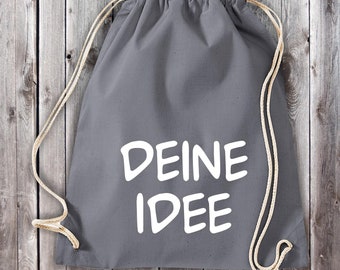 Turnbeutel Sportbeutel "Wunschnamen" Wunschtext Name Kita Hort Schule Baumwolle Gymsack Tasche Beutel