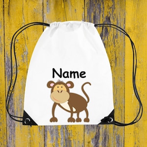 Bolsa de gimnasio para niños motivo motivo animal + nombre del deseo nombre de los animales bolsa de lavandería