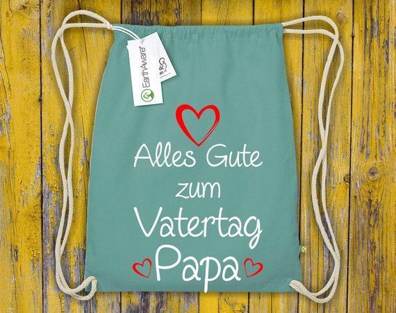 Organic Gymsack "Alles Gute zum Vatertag Papa" Turnbeutel Tasche Beutel Sporttasche Rucksack