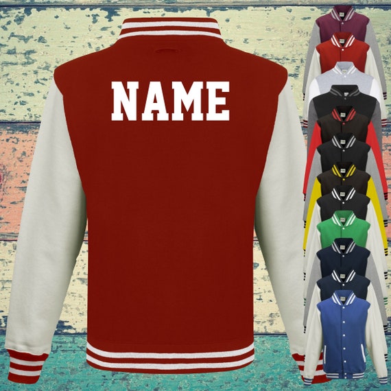 College Jacke mit Wunschdruck auf der Rückseite Name Trainings Jacke Sport Verein Varsity Jacket