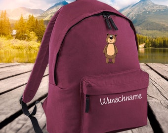 Children Backpack Animals Bear with Desired Name Wish Text Kita