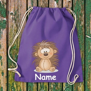Gym bag children&#39;s motif hedgehog with desired name animals nature meadows forest bag bag daycare daycare school enrollment sports bag laundry